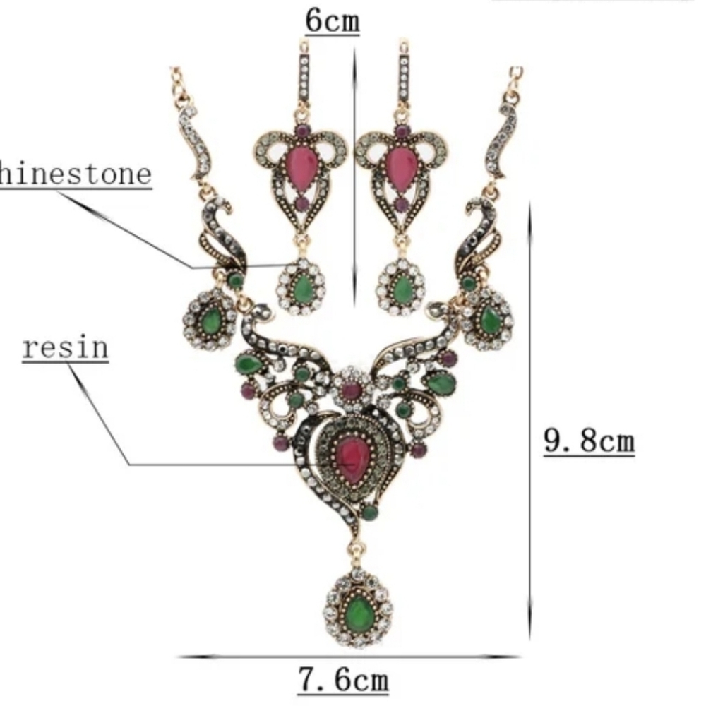 Turkish Vintage LookingJewelrySet for Women,NEW,2PcsAntique,Wedding,HandmadeGift - Picture 9 of 15